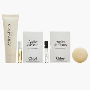 Mini Chloé Atelier des Fleurs Gift Set with shower gel, par, and soap